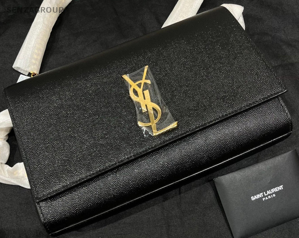 YSL Saint Laurent Kate MM Caviar Chain Shoulder Crossbody Bag Black Brand New