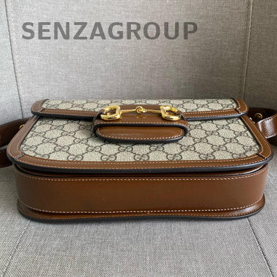 Gucci 1955 Medium Brown Gold Buckle Shoulder Crossbody Bag Classic Women