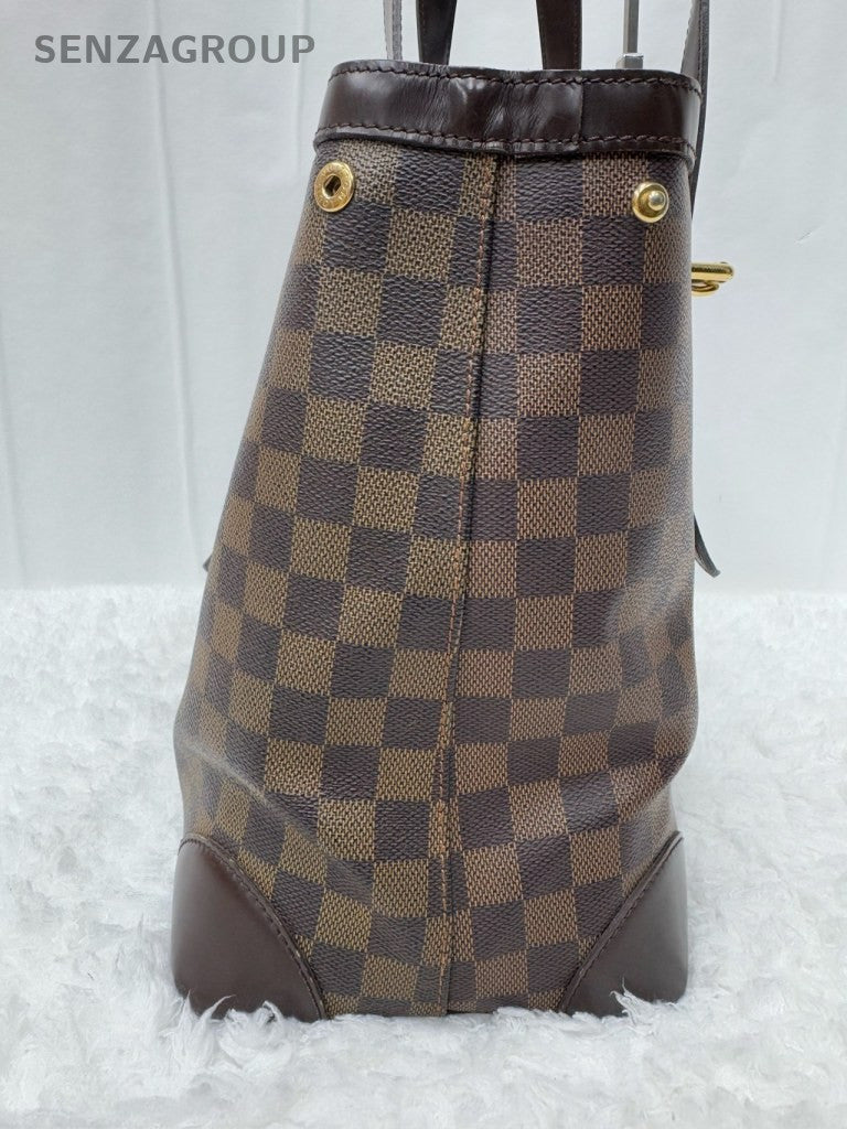 Louis Vuitton Damier MM Shoulder Bag Brown Red Gold Women Classic Designer