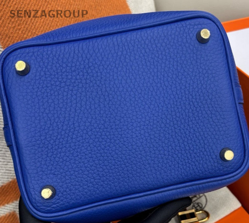 Hermes Picotin18 PM Tote Hand Bag Crossbody Blue Gold Women Designer Classic