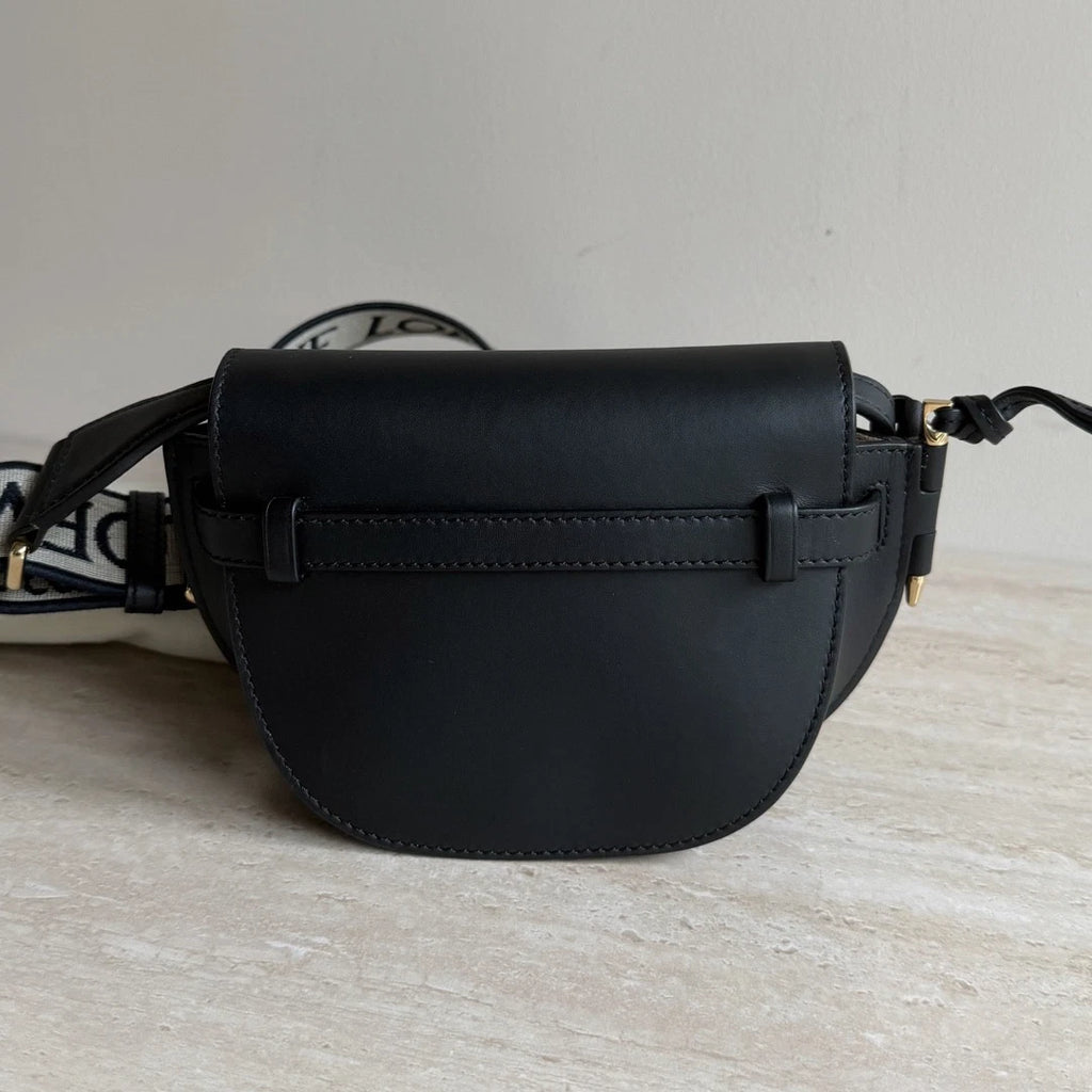 Loewe Gate Dual Mini Leather Wide Strap Black Shoulder Bag Crossbody