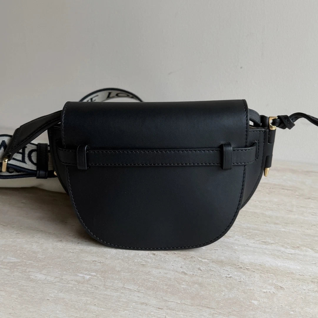 Loewe Gate Dual Mini Leather Wide Strap Black Shoulder Bag Crossbody