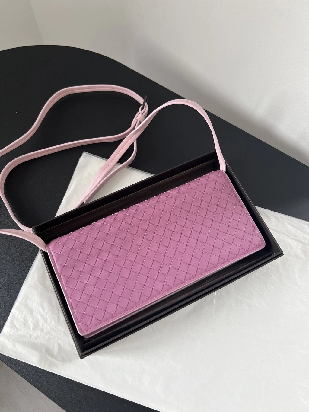 Bottega Veneta WOC Intrecciato Pink Purple 2-Way Shoulder Bag Crossbody
