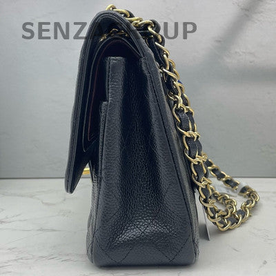 Chanel Black Gold Quilted Calfskin CF Medium Chain Shoulder Bag