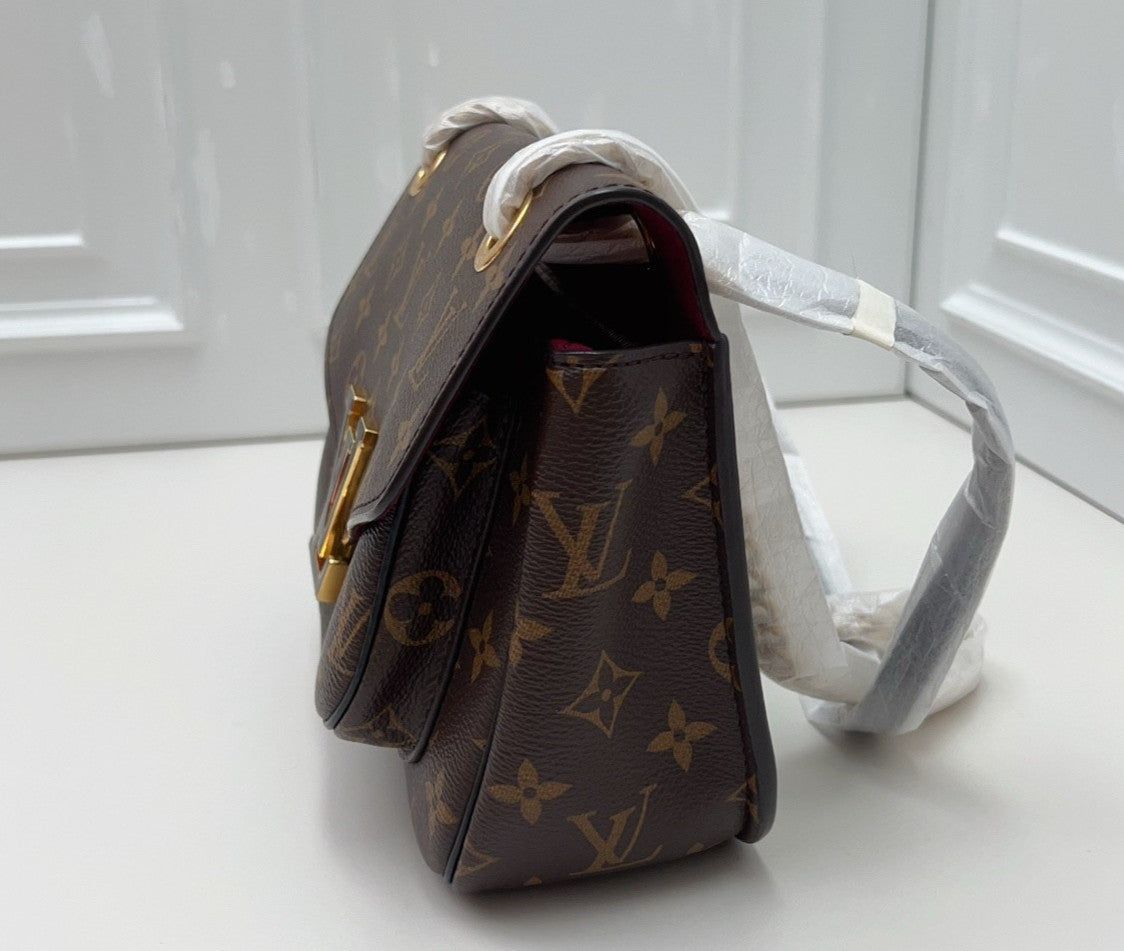 Louis Vuitton Passy Monogram Chain Shoulder Bag Brown Gold Women Classic