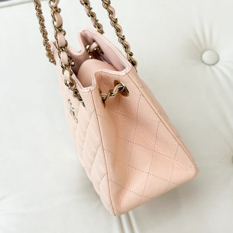 Chanel Tote Mini Calfskin Chain Shoulder Bag Pink Gold Diamond Women Classic S