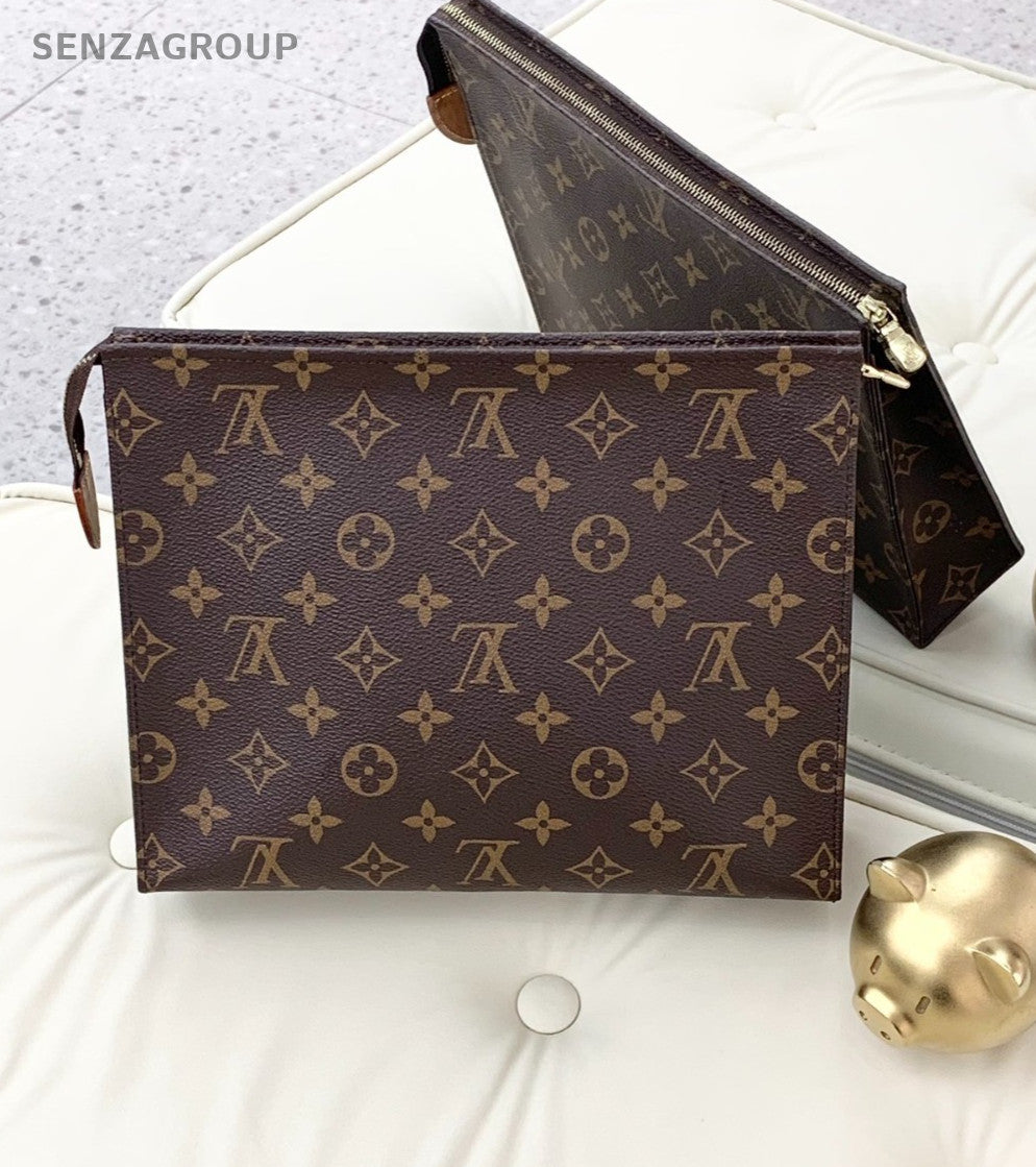 Louis Vuitton Toiletry pouch Monogram Clutch Handbag Brown Classic