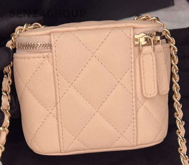 Chanel Diamond Chain Shoulder Bag Crossbody Pink Gold Used Women Classic
