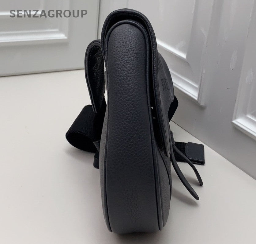 Christian Dior Calfskin Saddle Bag Crossbody Gray Unisex Adults Classic