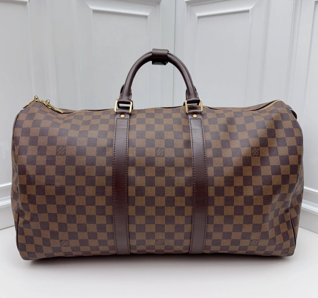 Louis Vuitton Keepall50 Dami<wbr/>er Ebene Top Handle Bag Brown Women