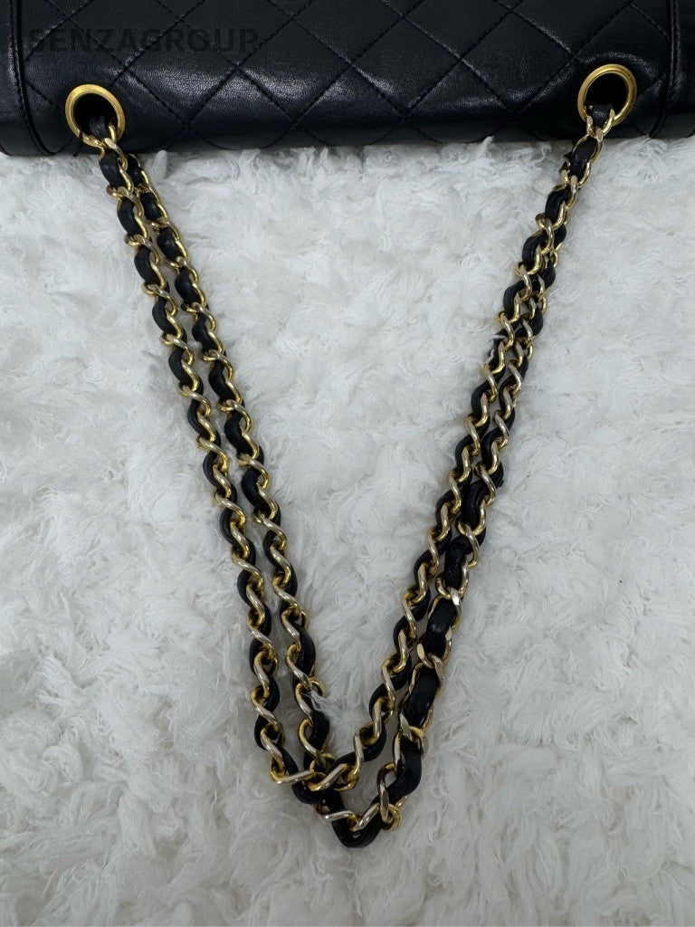 Chanel Classic Flap Chain Shoulder Bag Black Red Gold Women Diamond Fashion