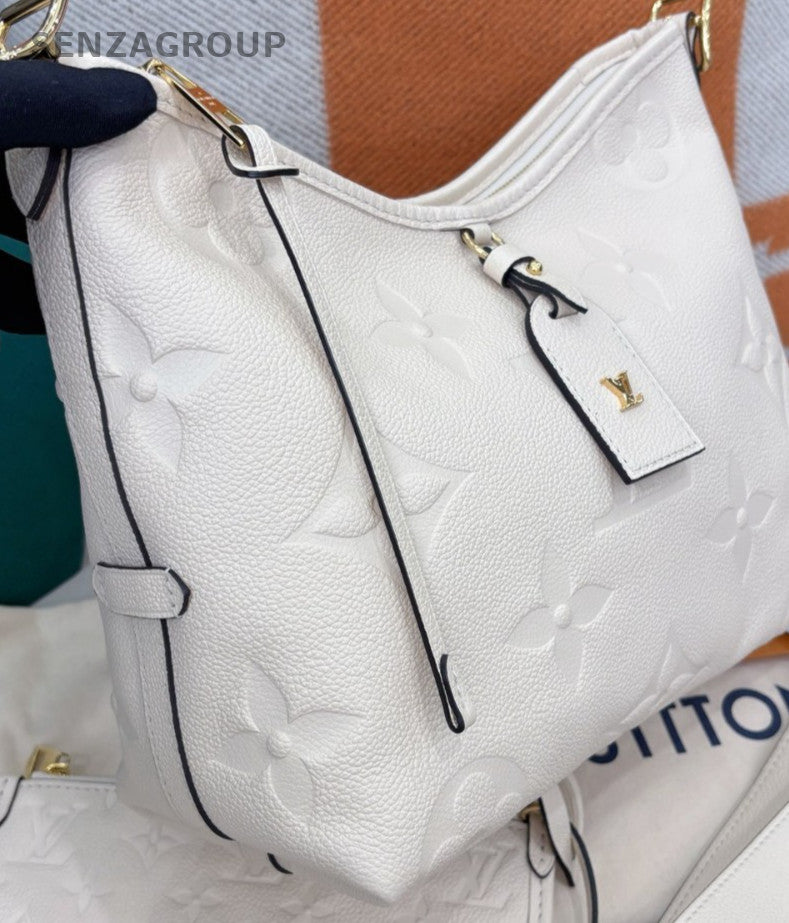 Louis Vuitton Carryall PM Shoulder Bag White Gold Used Women Classic Designer