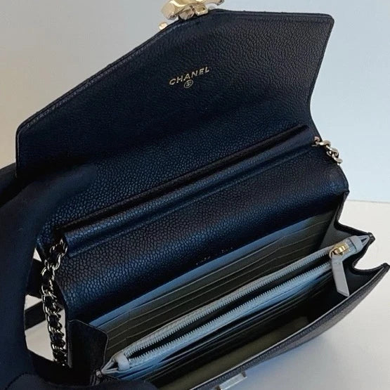 Chanel Cuba Woc Calfskin Crossbody Bag Black Gold Excellent