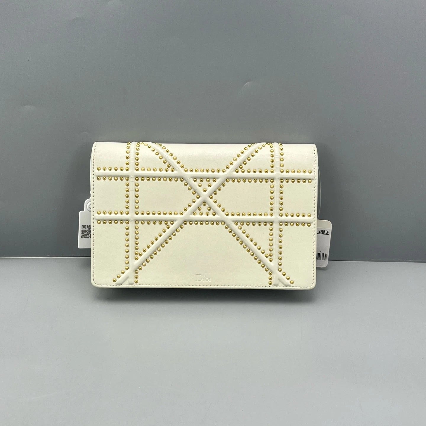 Dior Leather Studded Shield White Clutch Bag For Women