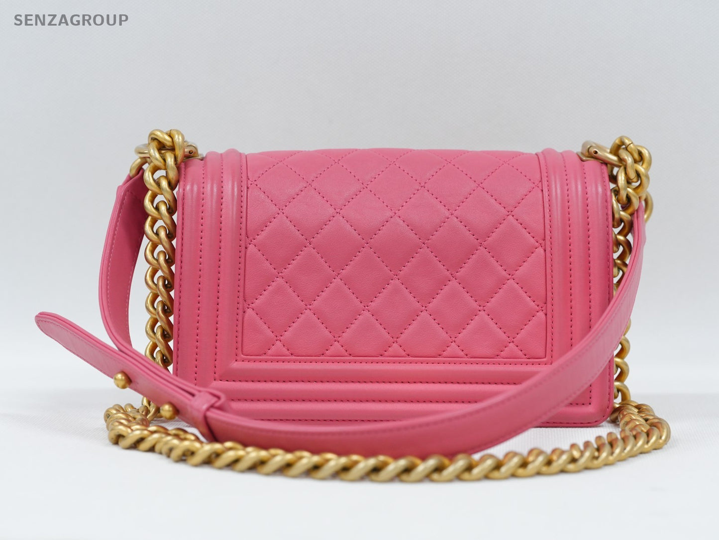 CHANEL Leboy PM Diamond Pattern Chain Shoulder bag Pink Gold Women Classic
