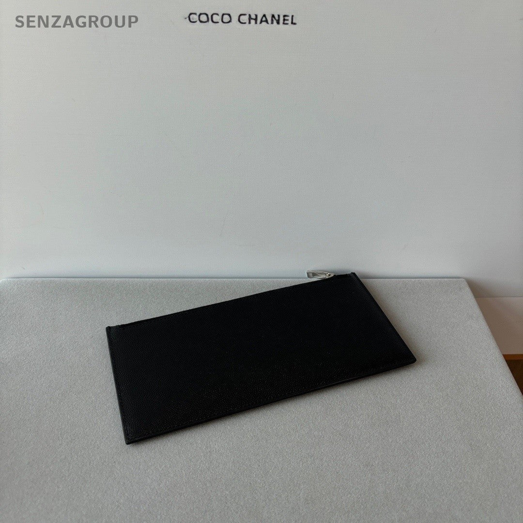 YSL Saint Laurent Leather Long Wallet Clutch Women Black Almost Brand new