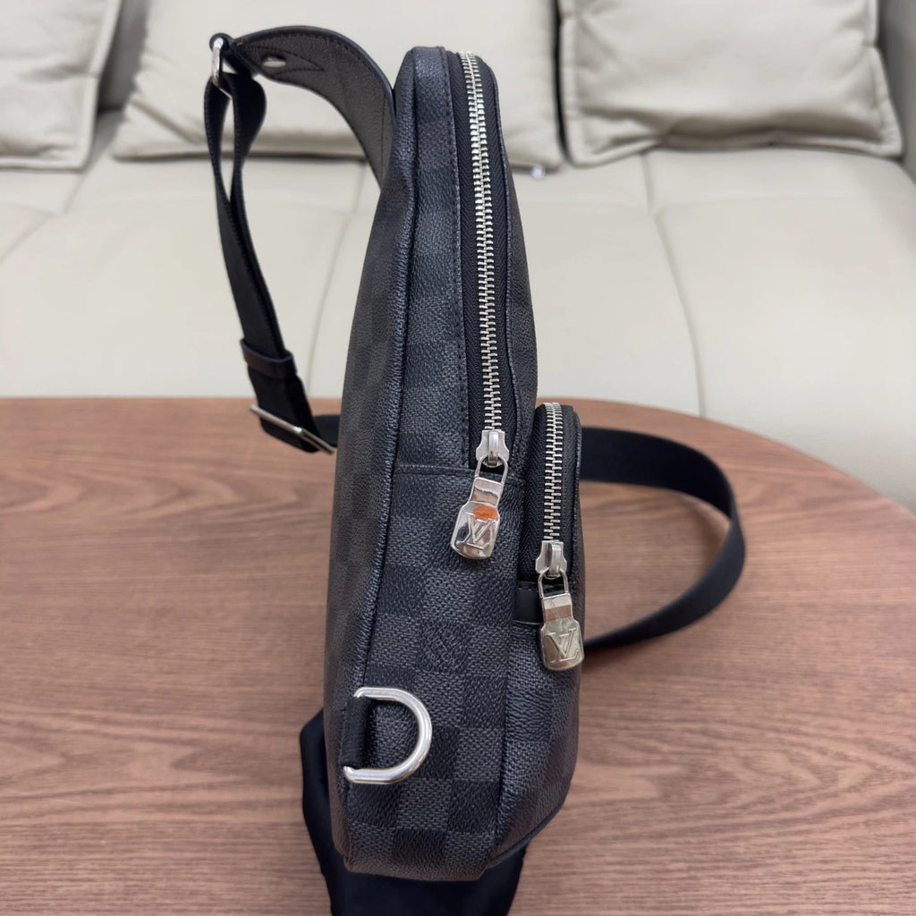 Authentic Louis Vuitton Damier Graphite Black Sling Bag Silver Hardware
