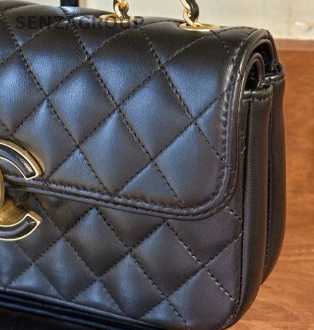 Chanel Egypt Series Classic Flap Chain Shoulder Bag Black Gold Used Women