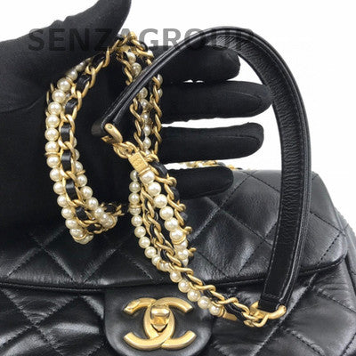 Chanel Black Gold CF Mini Pearl Chain Shoulder Crossbody Bag Women's Fashion