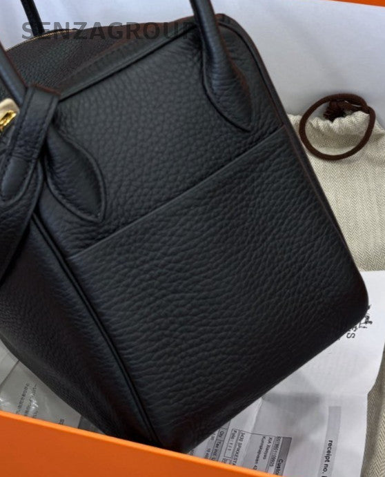 Hermes Lindy26 Shoulder Bag Black Gold Used Women Classic Designer