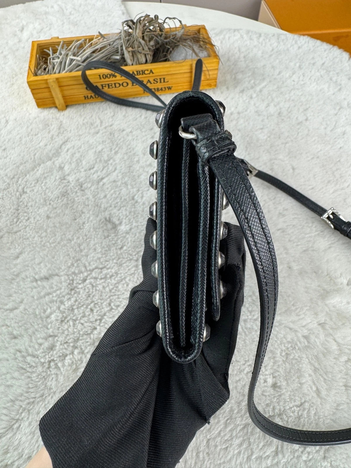 Prada Rivet Gem WOC Chain Crossbody Bag For Women