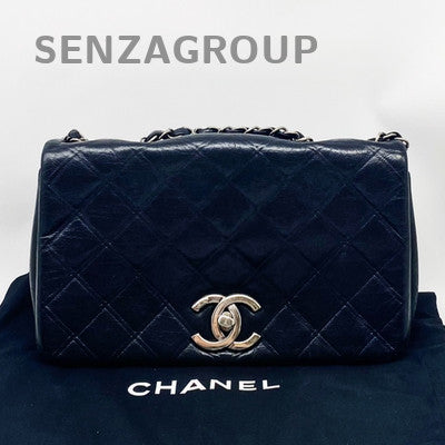 Chanel Classic Flap Black Silver Calfskin Shoulder Chain Crossbody Bag