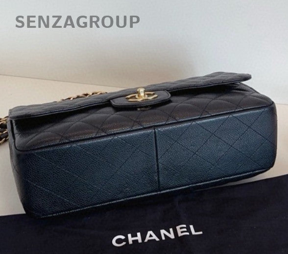Chanel Classic Flap Jumbo Chain Shoulder Bag Black Gold Women Fashion Diamond