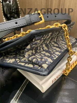 Dior Montaigne 30 Oblique Chain Shoulder Crossbody Bag Black Gold