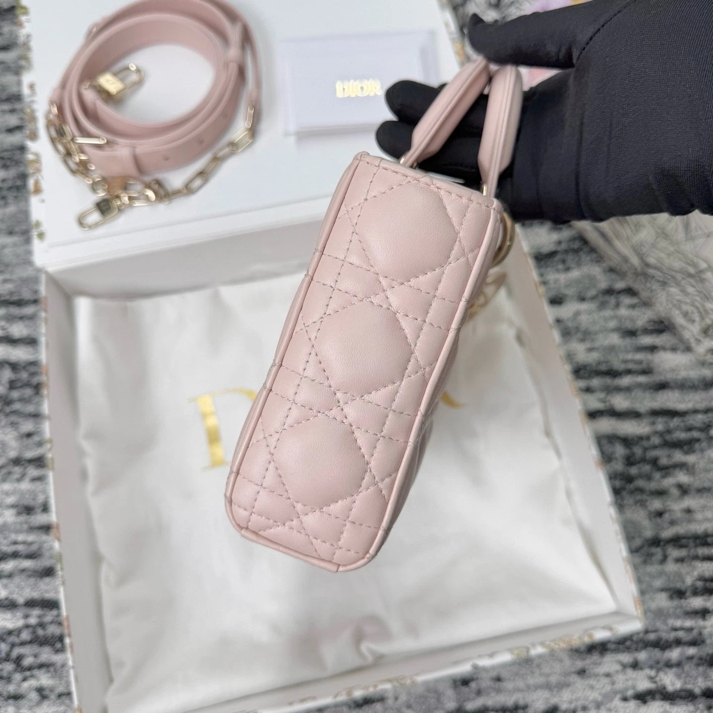 Dior Lady Dior Pink Shoulder Bag Excellent