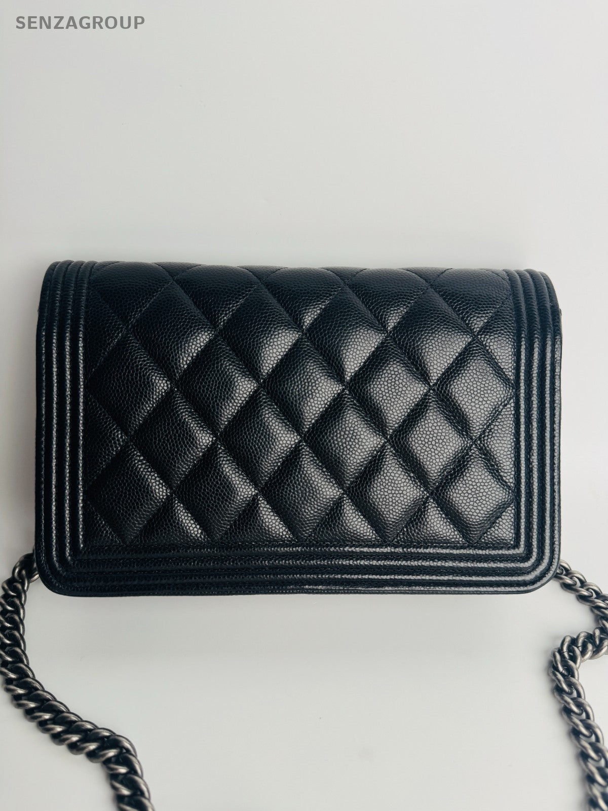 CHANEL Leboy Woc Diamond Pattern Chain Shoulder bag Crossbody Black Silver