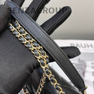 Chanel Black Gold Enamel CC Classic Flap Chain Shoulder Crossbody Bag