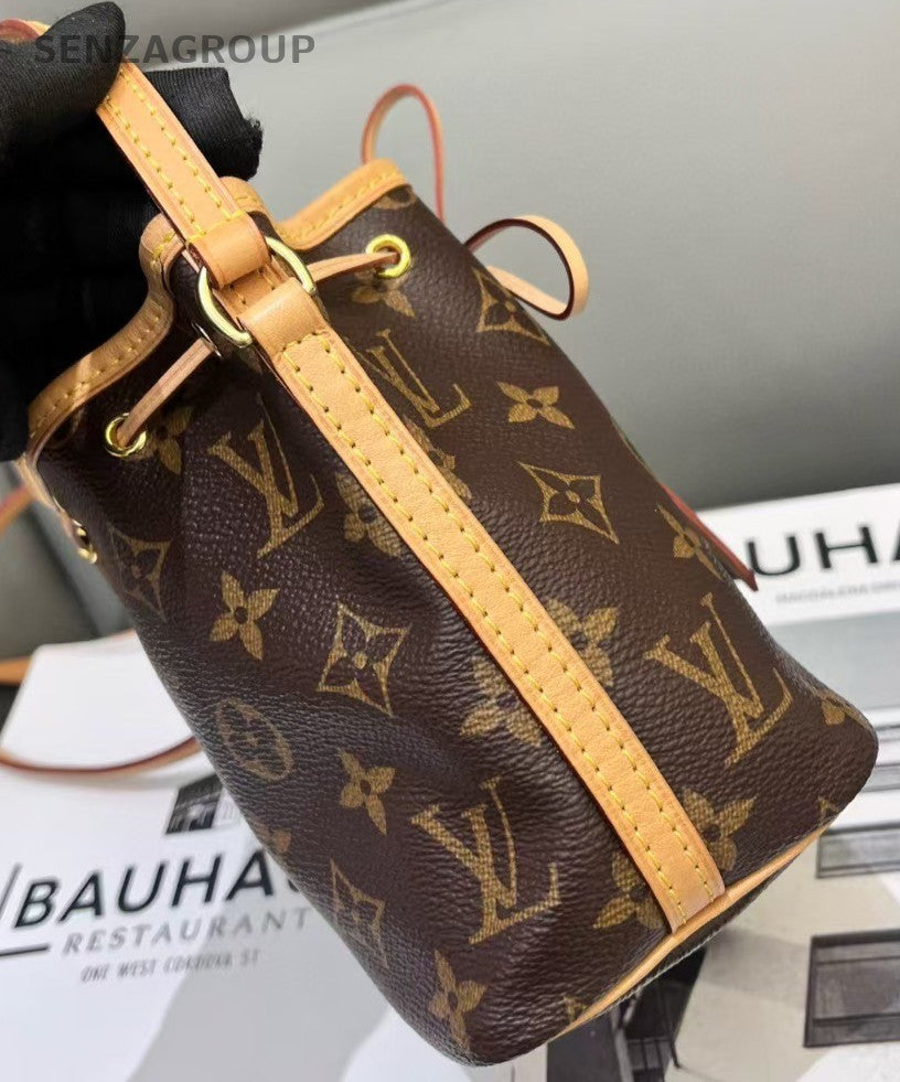 Louis Vuitton Monogram Nano Noe Drawstring Bucket Chip Version Good Condition