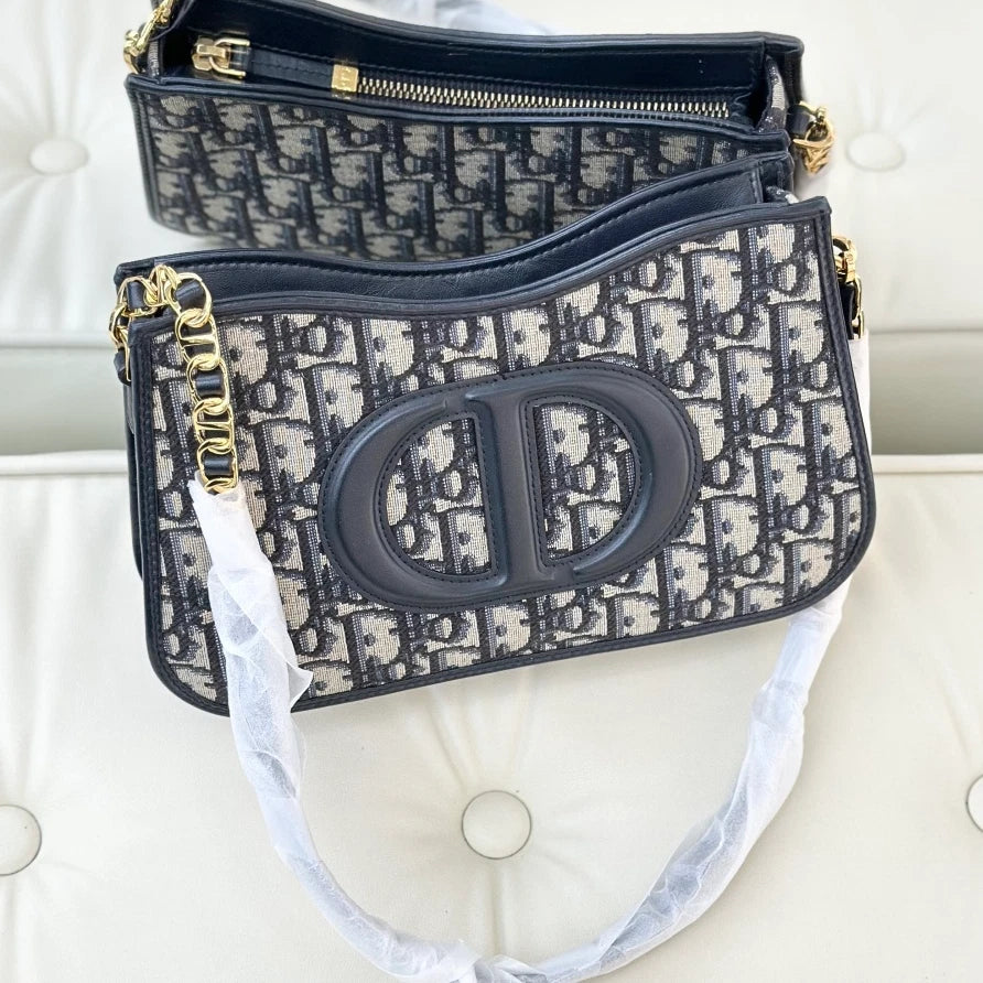 Christian Dior Signature Hobo Mini Monogram Chain Shoulder Bag Blue Women S