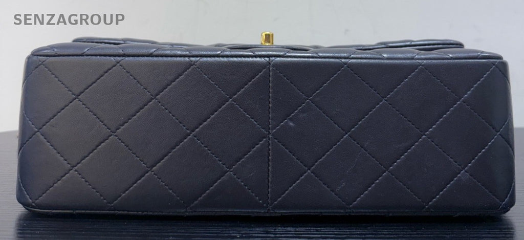 Chanel Classic Flap Jumbo Lambskin Chain Shoulder Bag Black Gold Women Diamond