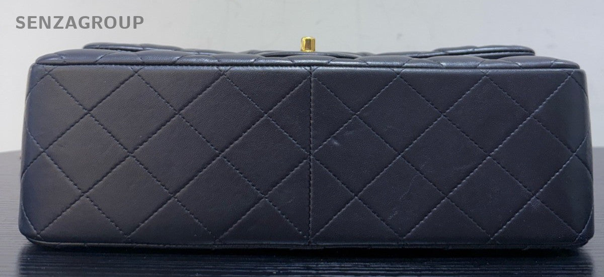 Chanel Classic Flap Jumbo Lambskin Chain Shoulder Bag Black Gold Women Diamond