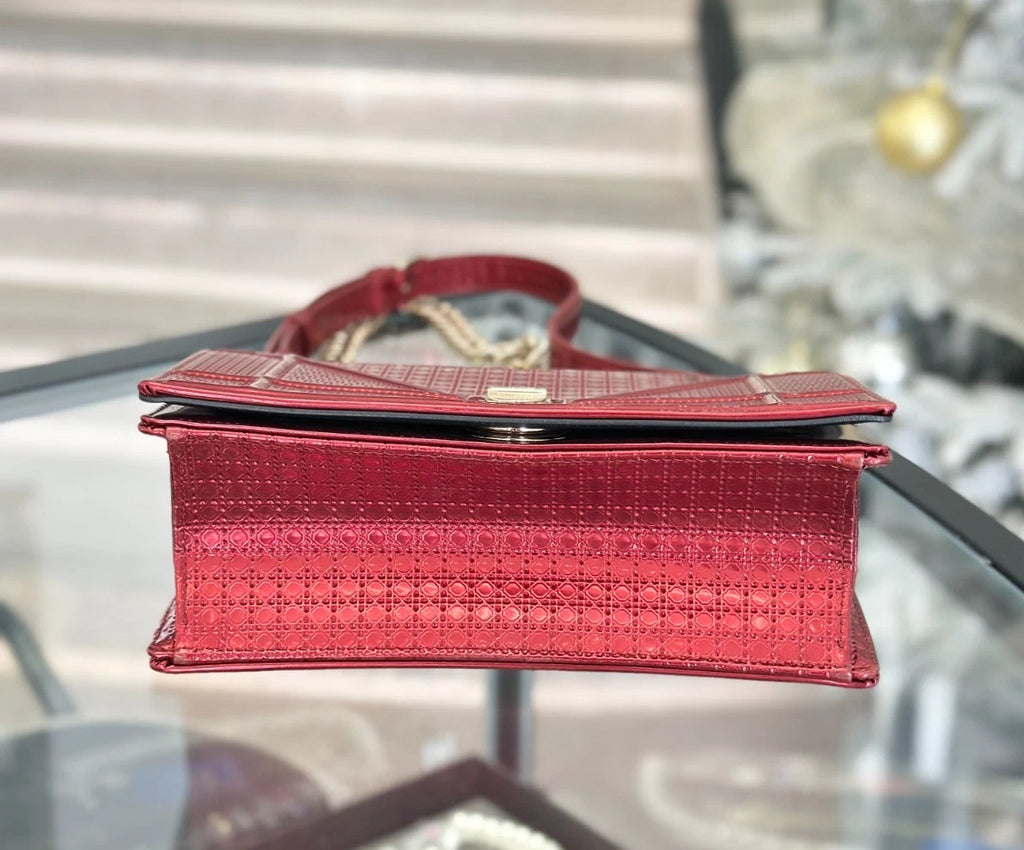 Christian Dior Diorama PM Chain Calfskin Shoulder Bag Crossbody Bag Red Women S