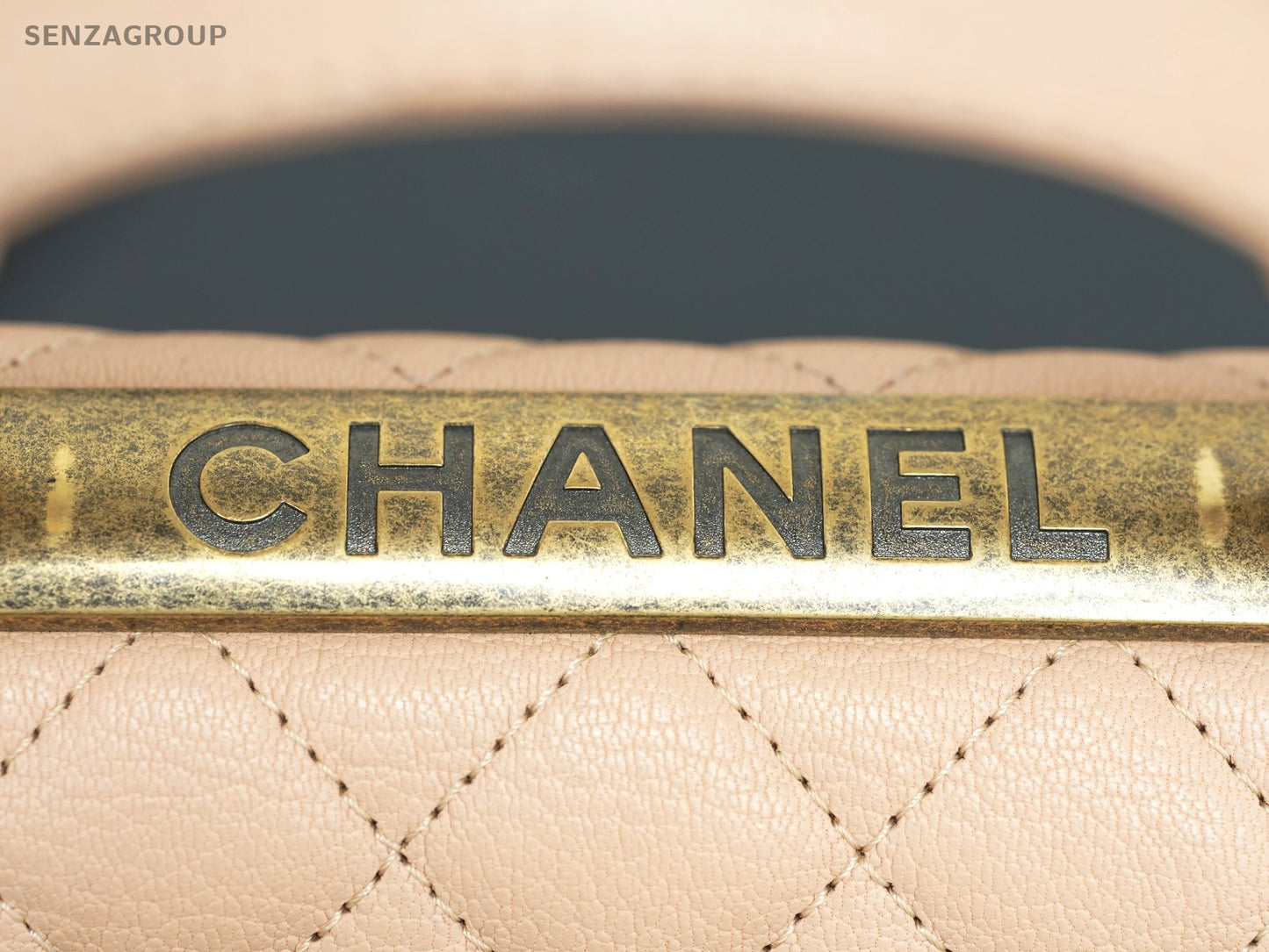 CHANEL Top Handle Diamond pattern Handbag Pink Gold Shoulder bag