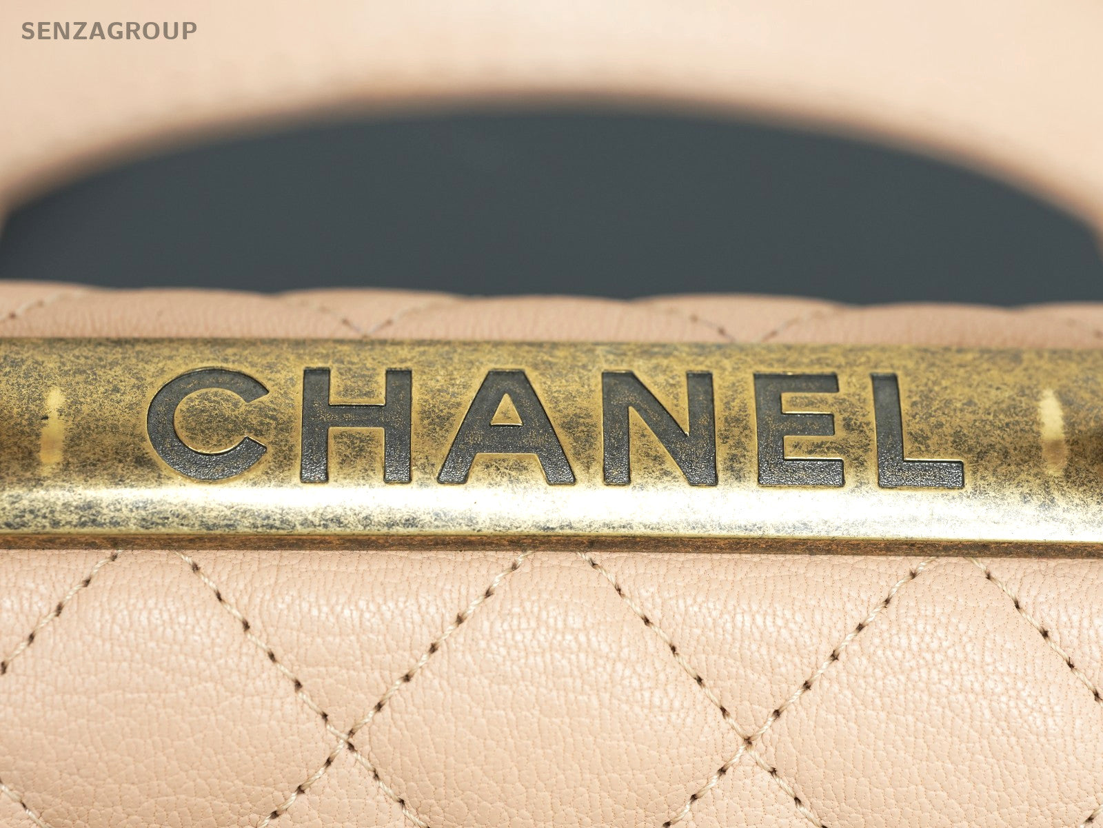 CHANEL Top Handle Diamond pattern Handbag Pink Gold Shoulder bag