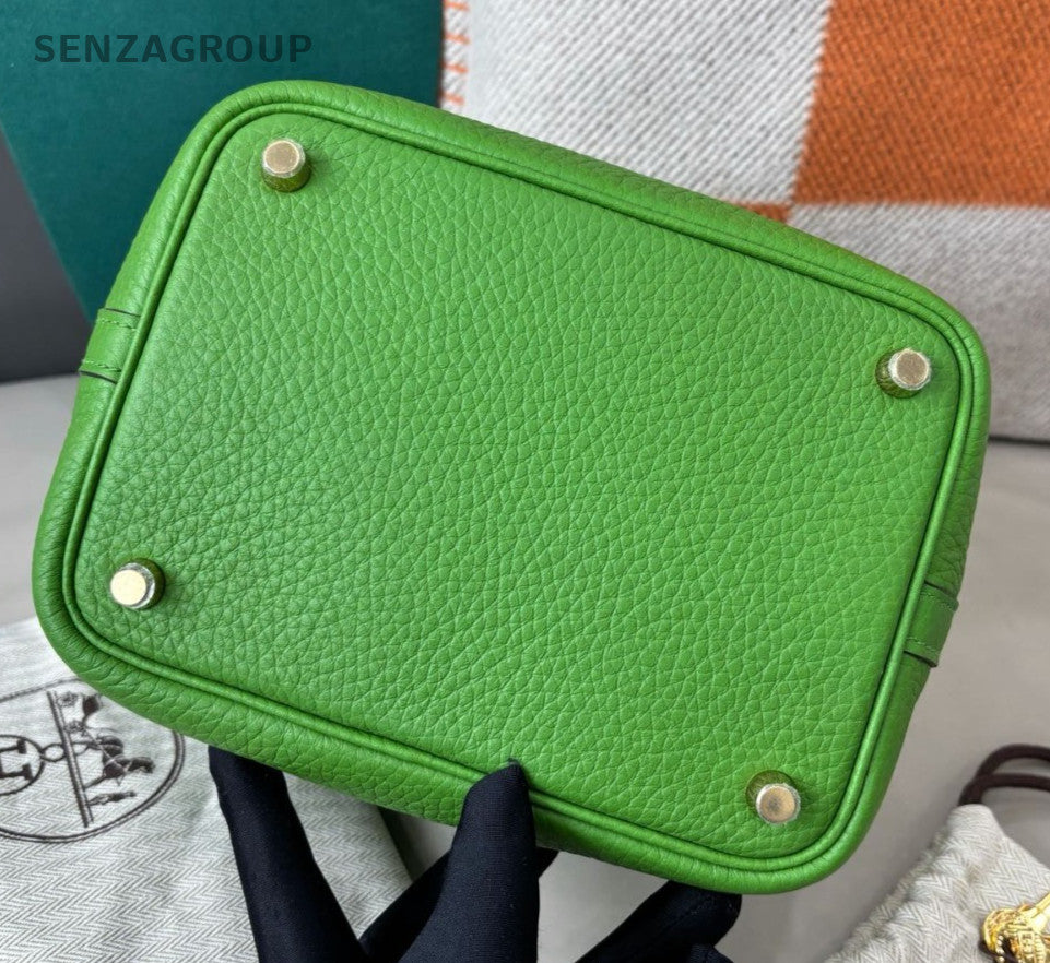 Hermes Picotin18 Top Handle Bag Green Gold Used Women Classic Fashion