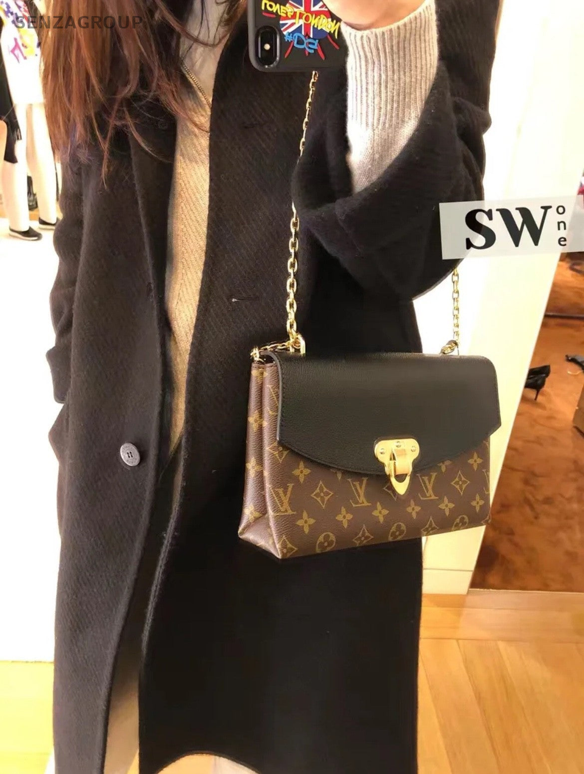 Louis Vuitton Saint Placide Chain Monogram Shoulder bag Brown Black Women