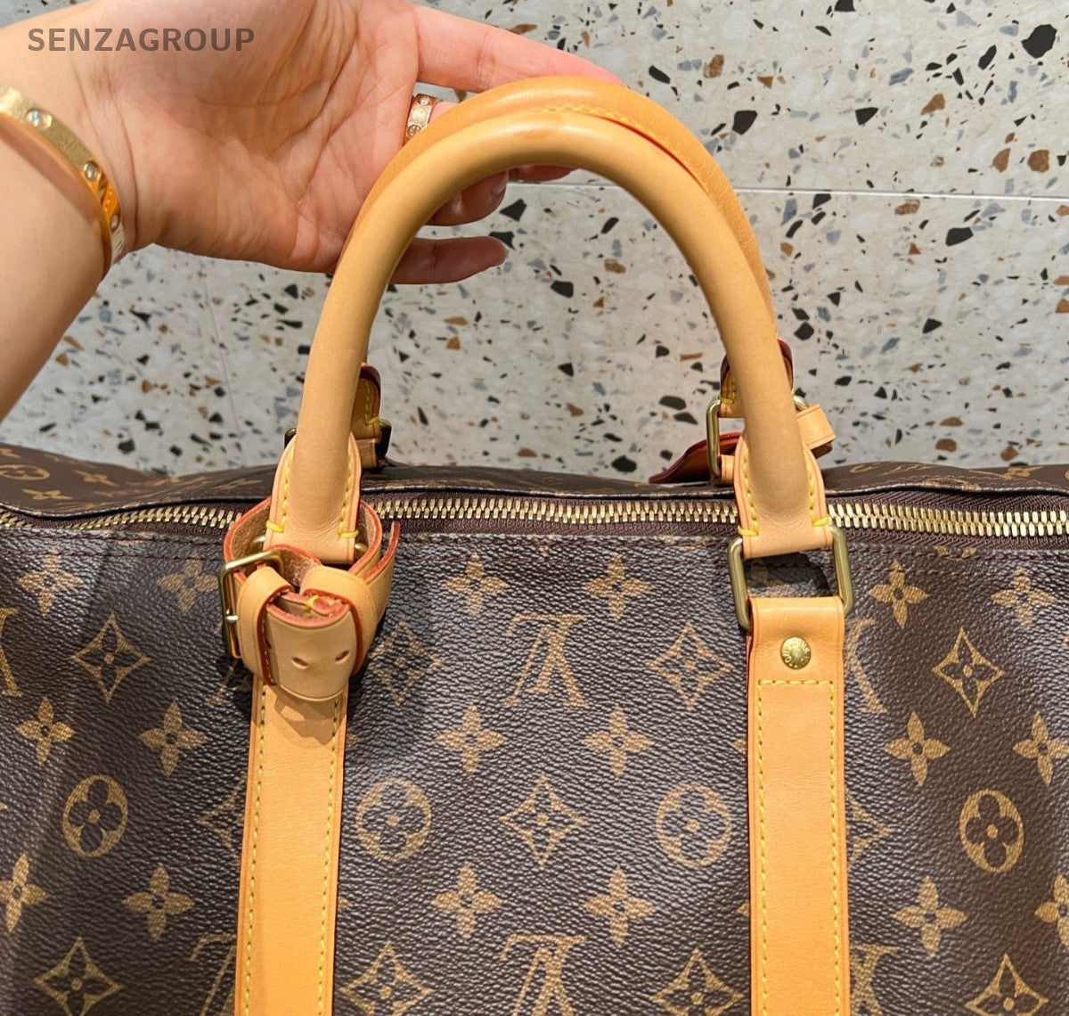 Louis Vuitton Keepall Monogram Macassar Top Handle Bag Crossbody Unisex Adults