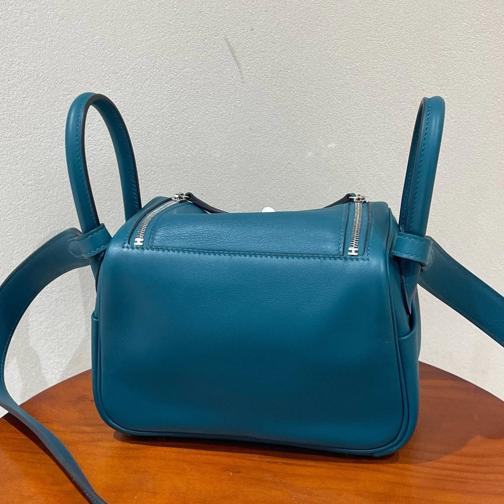 Excellent Hermes Lindy Mini Swift Leather Green Handbag Shoulder Bag SHW