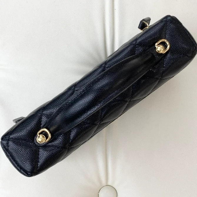 Chanel Vanity Case Calfskin Chain Top Handle Crossbody Bag Black Women S