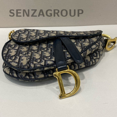 Dior Saddle Bag Small Blue Oblique Canvas Gold Hardware Classic Women