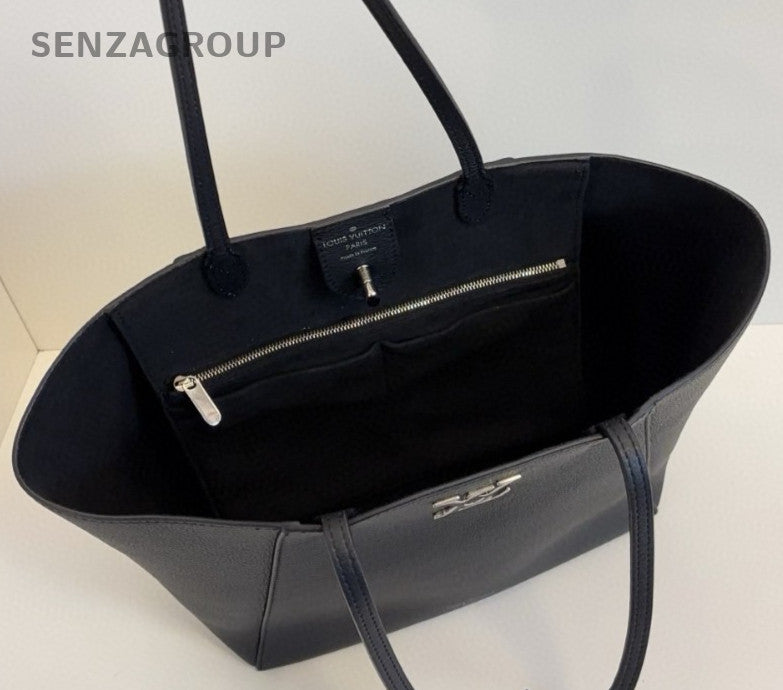 Louis Vuitton Lock Me Tote Shoulder Bag Black Silver Women Classic