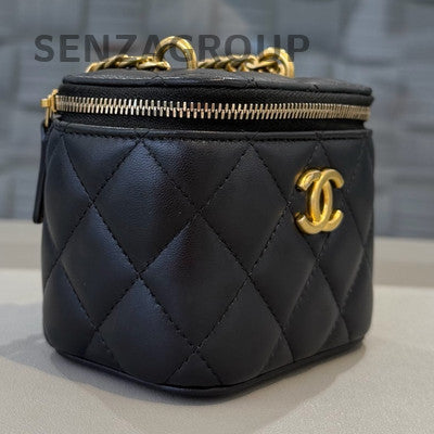Chanel Black Gold Lambskin Mini Box Chain Shoulder Crossbody Bag