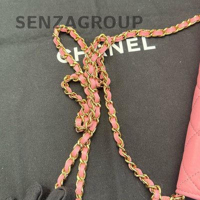 Chanel Quilted WOC Chain Shoulder Crossbody Bag Pink Gold Classic