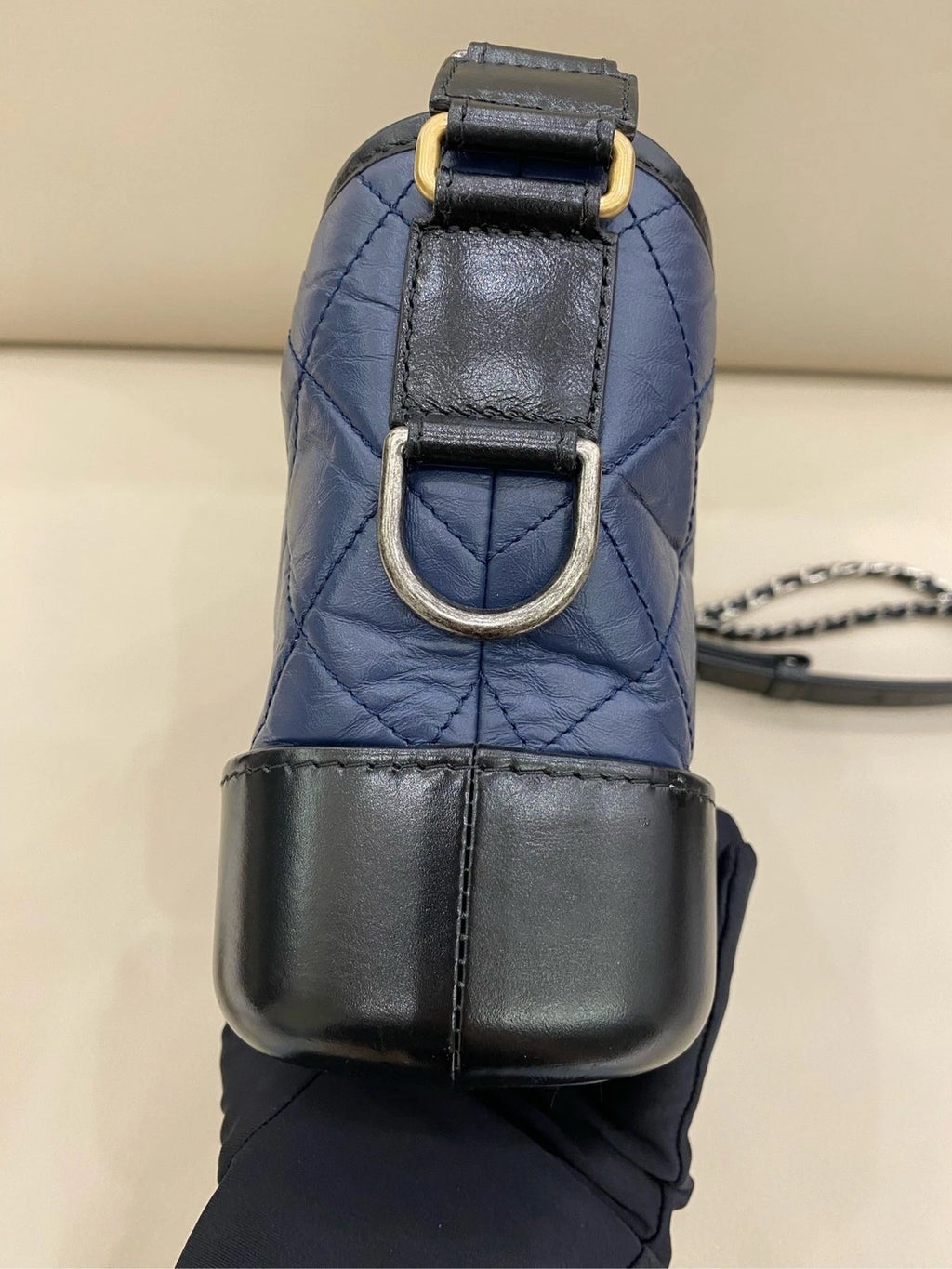 CHANEL Gabrielle Small Blue Black Shoulder Crossbody Bag Women