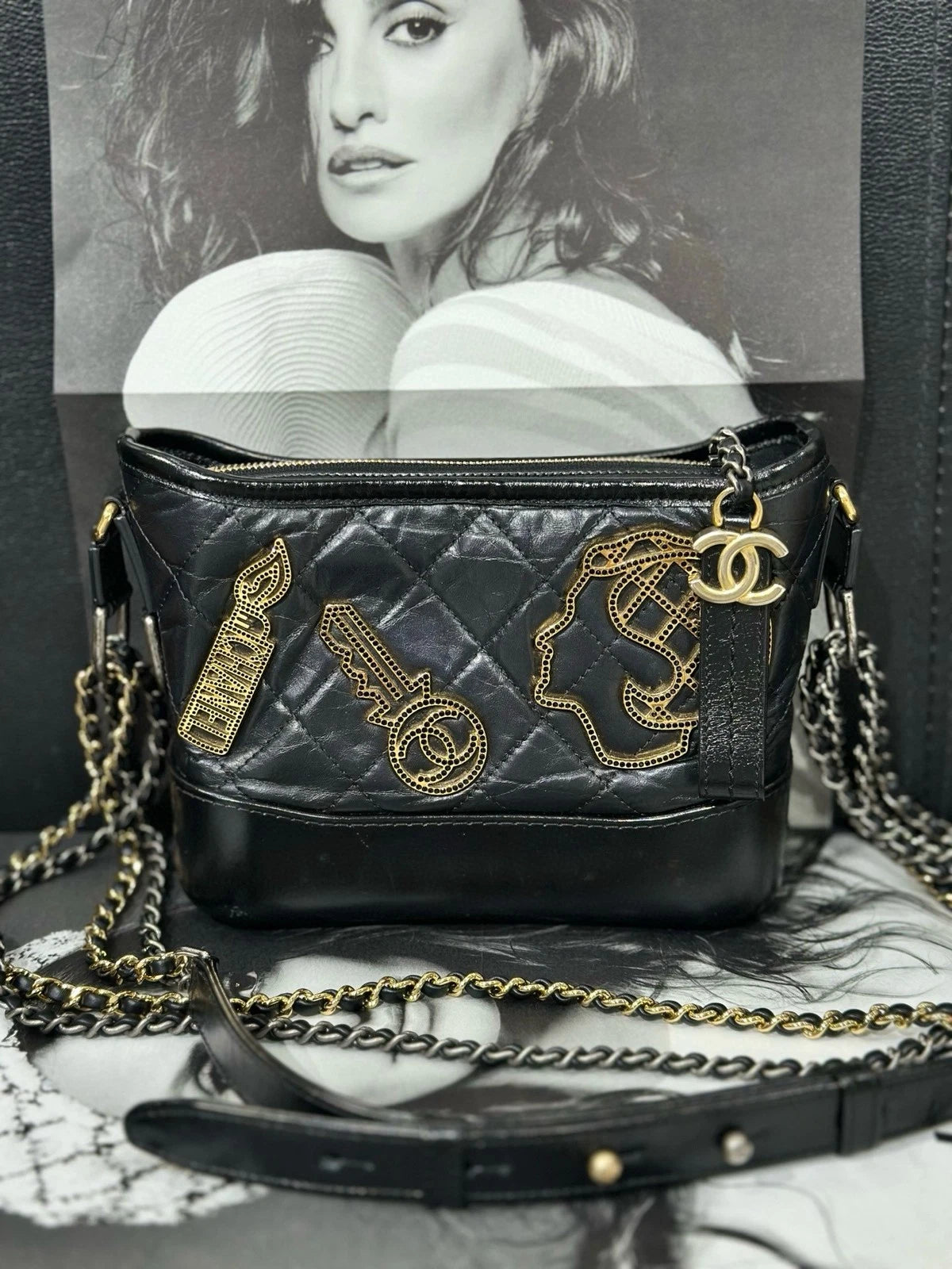 Authentic CHANEL Pre-owned Black Leather Small Shoulder Crossbody Bag For Women