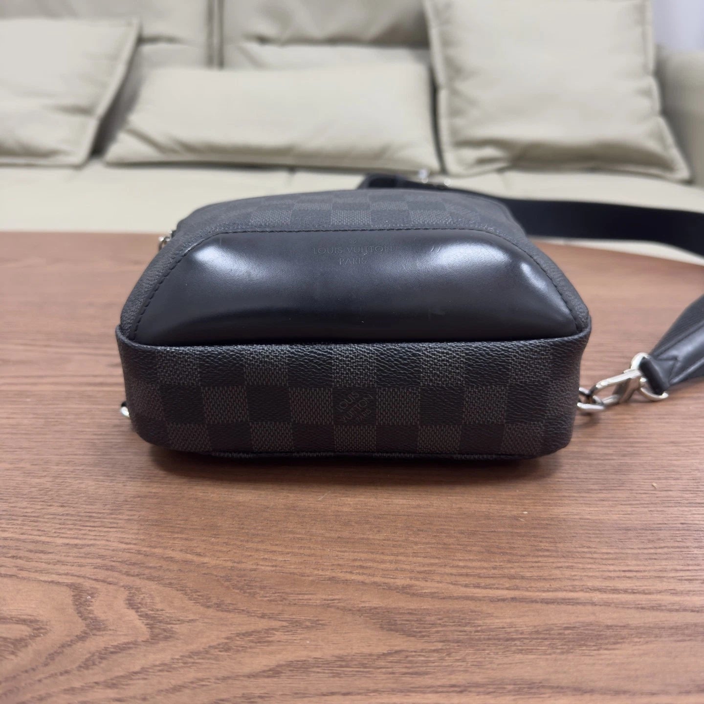 Authentic Louis Vuitton Damier Graphite Black Sling Bag Silver Hardware